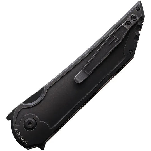 Hoback Knives Kwaiback Button Lock Mars - DLC Coated CPM-20CV Blade With Mars Valley Carbon Fiber Handle by Hoback Knives
