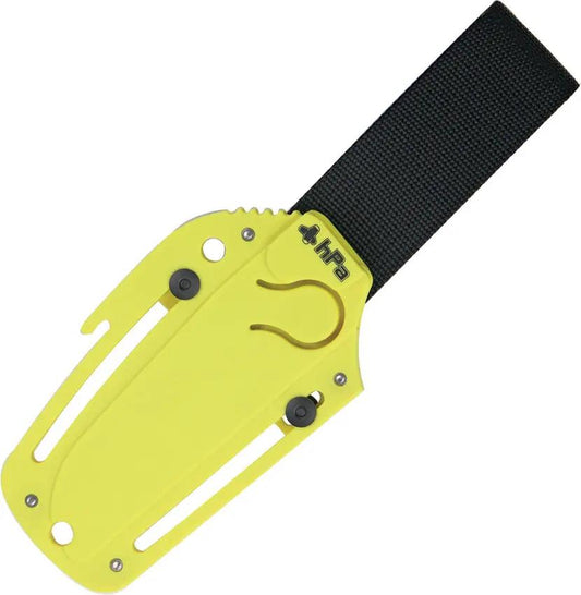 HPA SMJ Air Water Rescue Knife - Bright Yellow G10 Onlay Handles, Serrated Sheepsfoot Blade, Kydex Sheath by HPA