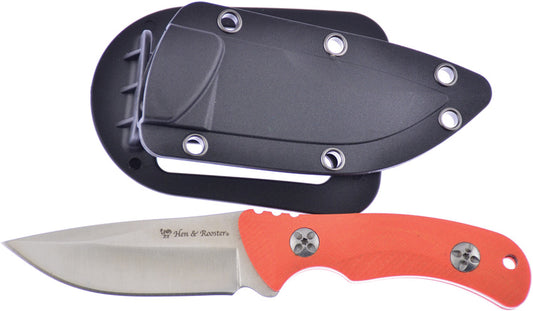 Hen Rooster Int Fixed Blade Orange G10 Knife - Full Tang 7 Inch Overall Satin Blade by Hen & Rooster Int