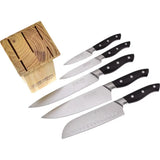 Hen And Rooster Kitchen Set HRI-062 - Satin Finish 3Cr13 Stainless Blades With Storage Block by Hen & Rooster