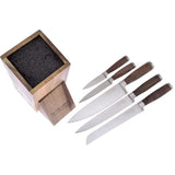 Hen & Rooster Kitchen Knife Set HRI-063 - Satin Finish 3Cr13 Stainless Blades With Acacia Wood Handles And Storage Block by Hen & Rooster