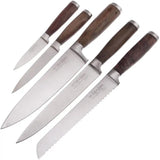 Hen & Rooster Kitchen Knife Set HRI-063 - Satin Finish 3Cr13 Stainless Blades With Acacia Wood Handles And Storage Block by Hen & Rooster