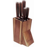 Hen & Rooster Kitchen Knife Set HRI-063 - Satin Finish 3Cr13 Stainless Blades With Acacia Wood Handles And Storage Block by Hen & Rooster