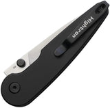 Hightron Birdidi Button Lock Black HK06BLKS - Satin D2 Blade, 4 Inch Closed, Black Anodized Aluminum Pocket Clip by HIGHTRON