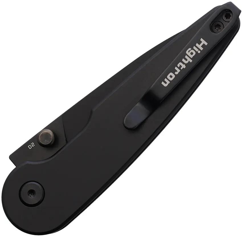 HIGHTRON Birdidi Button Lock Knife Black HK06BLK - 4Inch Closed, D2 Tool Steel Blade, PVD Coated, Pocket Clip by HIGHTRON
