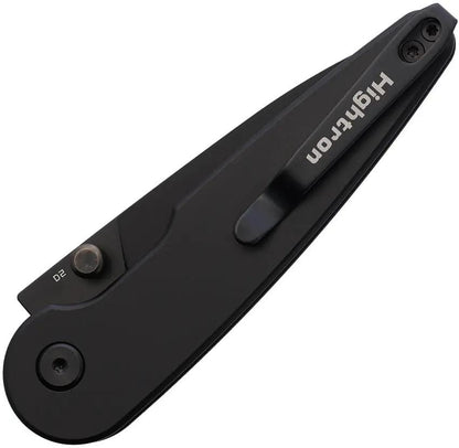 HIGHTRON Birdidi Button Lock Knife Black HK06BLK - 4Inch Closed, D2 Tool Steel Blade, PVD Coated, Pocket Clip by HIGHTRON