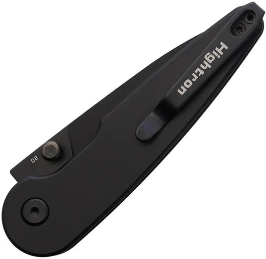 HIGHTRON Birdidi Button Lock Knife Black HK06BLK - 4Inch Closed, D2 Tool Steel Blade, PVD Coated, Pocket Clip by HIGHTRON