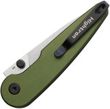 HIGHTRON Birdidi Button Lock Green HK06GRNS - 4 Inch Closed, 2.9 Inch Satin D2 Blade, Green Anodized Handle by HIGHTRON