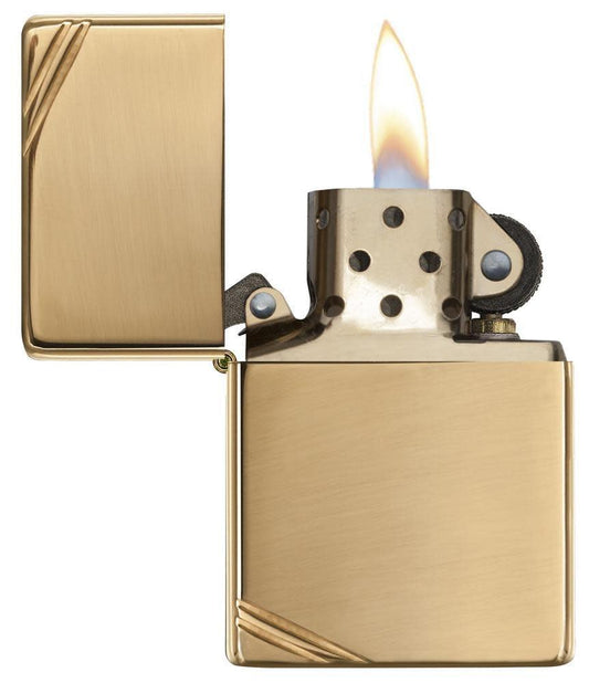 High Polish Brass Vintage Lighter with Slashes