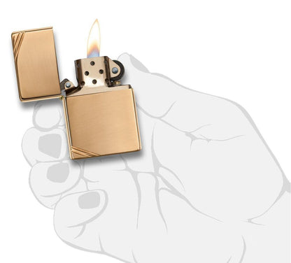 High Polish Brass Vintage Lighter with Slashes