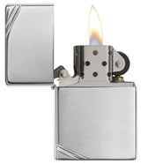High Polish Chrome Vintage Lighter with Slashes by Zippo