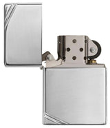 High Polish Chrome Vintage Lighter with Slashes by Zippo