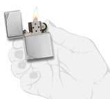 High Polish Chrome Vintage Lighter with Slashes by Zippo