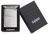 High Polish Chrome Vintage Lighter with Slashes by Zippo