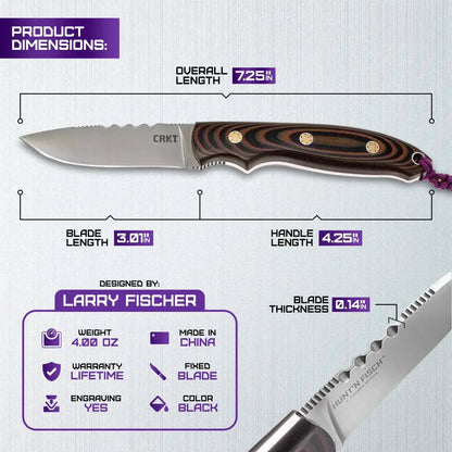 CRKT HuntN Fisch Fixed Blade Knife With Satin 3in 8Cr13MoV Blade Full Tang G10 Durable For Outdoor Enthusiasts by CRKT