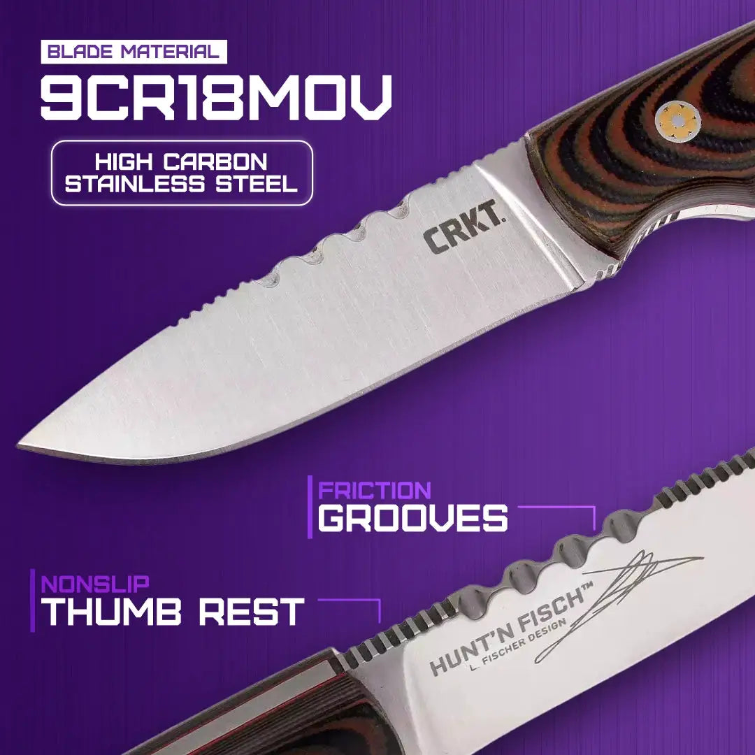 CRKT HuntN Fisch Fixed Blade Knife With Satin 3in 8Cr13MoV Blade Full Tang G10 Durable For Outdoor Enthusiasts by CRKT