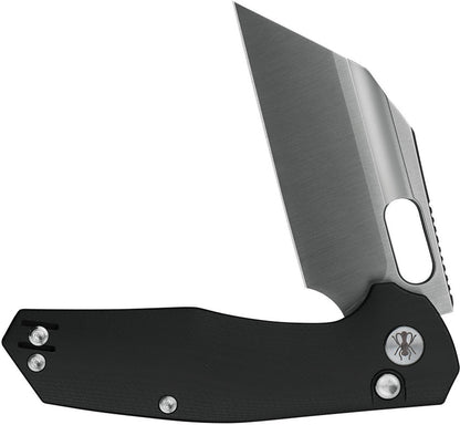 Ironfly Yolo Button Lock Knife - Satin 14C28N Sandvik Stainless Cleaver Blade With Black G10 Handle by Ironfly