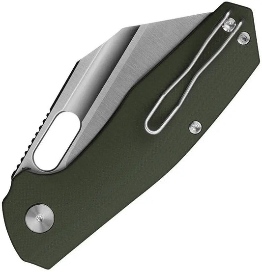 Ironfly Yolo Button Lock Knife - Army Green G10 Handle, Satin 14C28N Sandvik Blade, 4.25in Closed by Ironfly