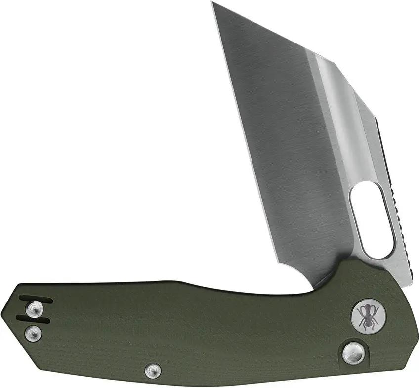 Ironfly Yolo Button Lock Knife - Army Green G10 Handle, Satin 14C28N Sandvik Blade, 4.25in Closed by Ironfly