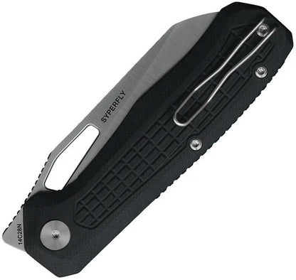 Ironfly Syperfly Linerlock - Black G10 Handle with Satin 14C28N Sandvik Sheepsfoot Blade by Ironfly