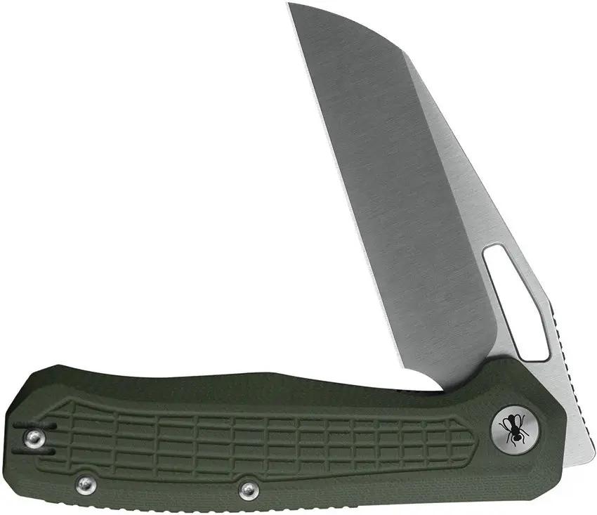 Ironfly Syperfly Linerlock Knife - Army Green G10 Handle, Satin 14C28N Blade 4.88in Closed by Ironfly