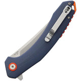 CJRB Gobi Linerlock Knife 3.5 Inch D2 Blade Blue Gray G10 Handle Lanyard Hole Pocket Clip EDC by CJRB