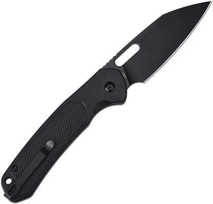 CJRB Large Pyrite Button Lock Knife With Black PVD Blade And Handle For EDC Thumb Pull Lanyard Hole Pocket Clip by CJRB