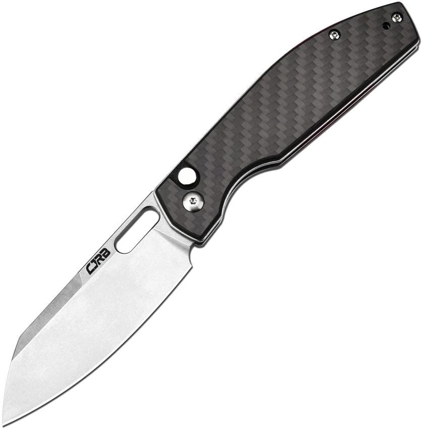 CJRB Ekko Button Lock Knife CF Carbon Fiber Handle Premium 4.25in Closed 3.25in Blade For EDC Enthusiasts by CJRB