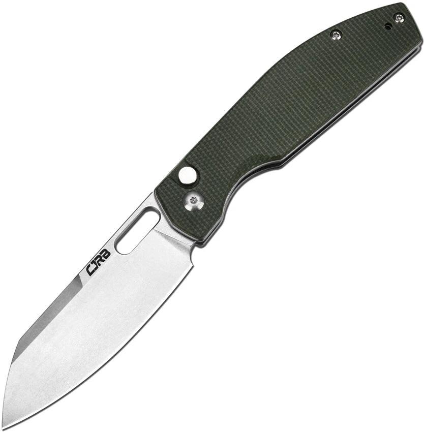 CJRB Ekko Button Lock Knife Green Micarta Handle 4.25 Inch Closed AR RPM9 EDC Thumb Pull Pocket Clip by CJRB