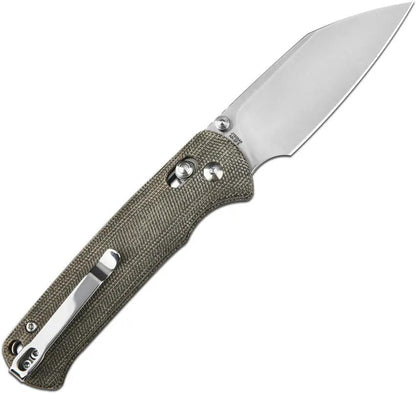 CJRB Hectare Crossbar Lock Knife For EDC, OD Green Canvas Micarta Handle, Wharncliffe Blade by CJRB
