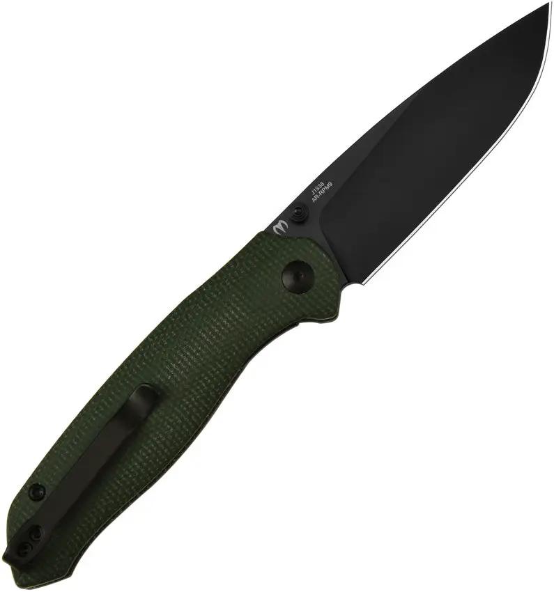 CJRB Aes Linerlock Knife With Green Micarta Handle For EDC Enthusiasts Brass Inlay by CJRB