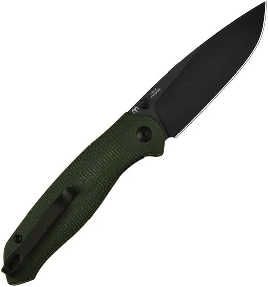 CJRB Aes Linerlock Knife With Green Micarta Handle For EDC Enthusiasts Brass Inlay by CJRB