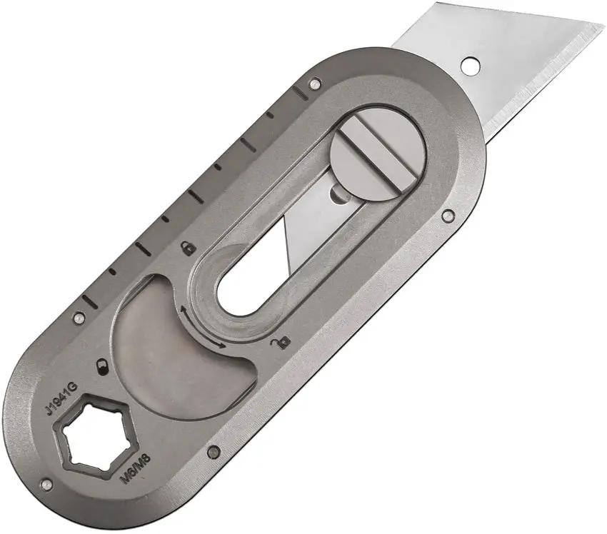 CJRB Breeze EDC Tool Gray Titanium Handles With Ruler Hex Driver Lanyard Loop Bottle Opener 2.36 Inch Blade Sliding Lock by CJRB