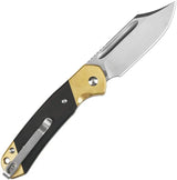 CJRB Bowie Pyrite Slip Joint Knife For EDC Enthusiasts With Brass Bolsters And Premium Black Wood Handle by CJRB