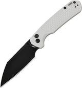 CJRB Pyrite Button Lock Knife Gray FRN Handle Wharncliffe 4.25in Closed for Premium EDC Enthusiasts by CJRB
