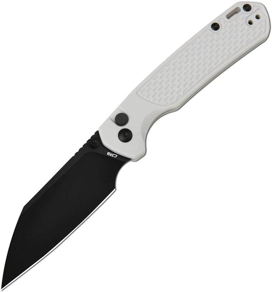 CJRB Pyrite Button Lock Knife Gray FRN Handle Wharncliffe 4.25in Closed for Premium EDC Enthusiasts by CJRB