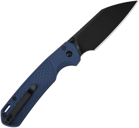 CJRB Large Pyrite Light Button Lock Knife J1945L BBU Wharncliffe Blade Blue FRN Handle for EDC Enthusiasts by CJRB