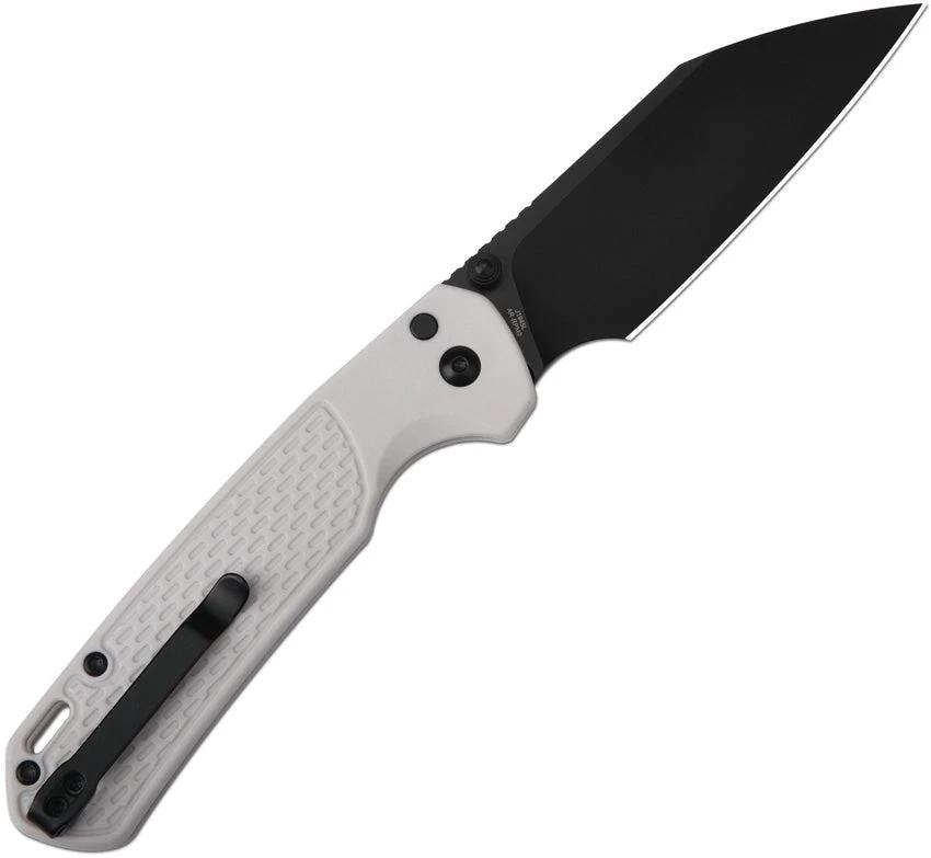 CJRB Large Pyrite Light Button Lock Folding Knife J1945LBGY Wharncliffe Blade FRN Gray Handle for EDC Enthusiasts by CJRB