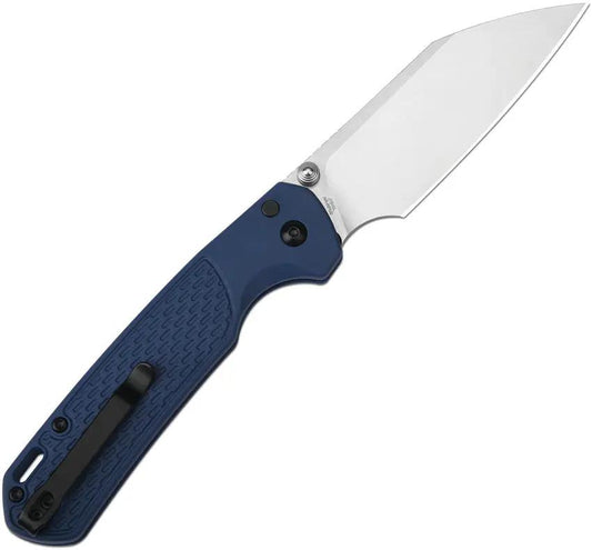 CJRB Pyrite Large Button Lock Knife J1945L-BU Wharncliffe Blade Premium Blue FRN Handle EDC by CJRB