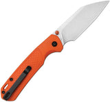 CJRB Pyrite Light Button Lock Wharncliffe Knife With Orange FRN Handle For EDC Enthusiasts by CJRB