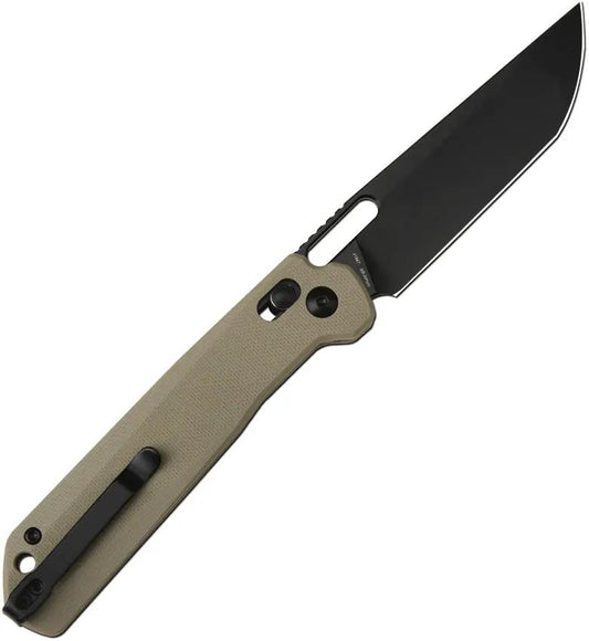 CJRB Bellona Crossbar Lock Knife J1947 BDE 3.63in Black PVD ARRPM9 Tanto Green G10 Handle EDC by CJRB
