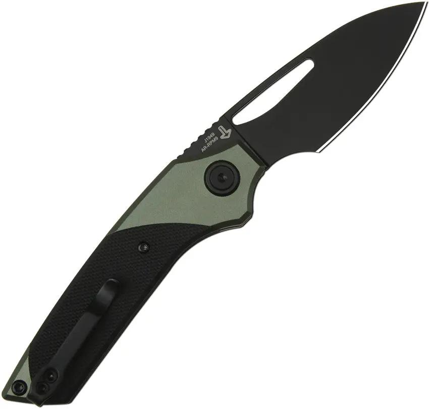 CJRB Button Lock Knife Version Green Aluminum G10 Handle EDC Ready Drop Point AR-RPM9 by CJRB