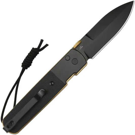 CJRB Locust Button Lock Knife Black PVD AR RPM9 Blade G10 Handle EDC Ready With Pocket Clip And Case by CJRB