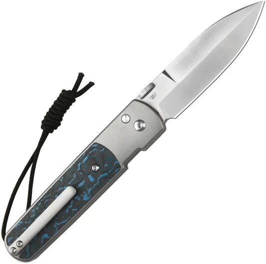 CJRB Perfect Locust Button Lock Knife With S90V Blade, Carbon Fiber Arctic Storm Handle, Titanium Bolsters, EDC Ready by CJRB