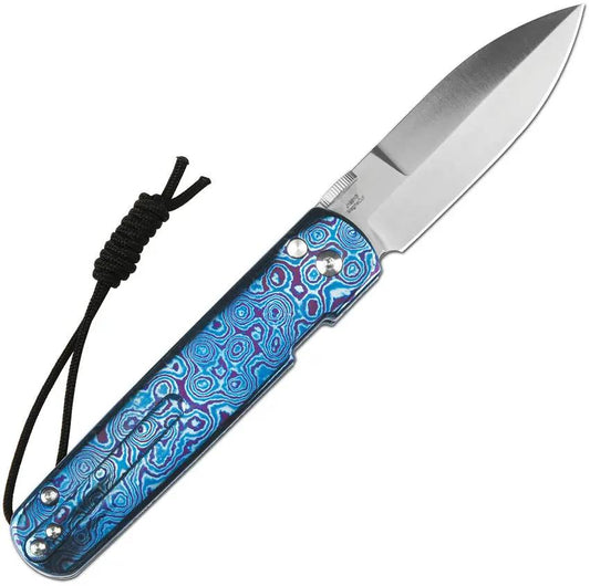 CJRB Perfect Locust Button Lock Knife MagnaCut Blade Damascus Titanium Handle For EDC Enthusiasts by CJRB
