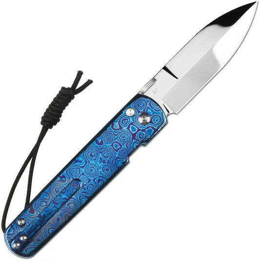 CJRB Perfect Locust Button Lock EDC Knife J1951G-TDB-1 With S90V Blade Damascus Titanium Handle Safety Switch Clip by CJRB