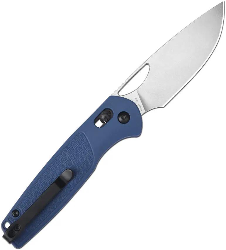 CJRB Acacia Crossbar Lock Knife Blue FRN Handle AR-RPM9 Stainless Steel EDC With Thumb Pull by CJRB