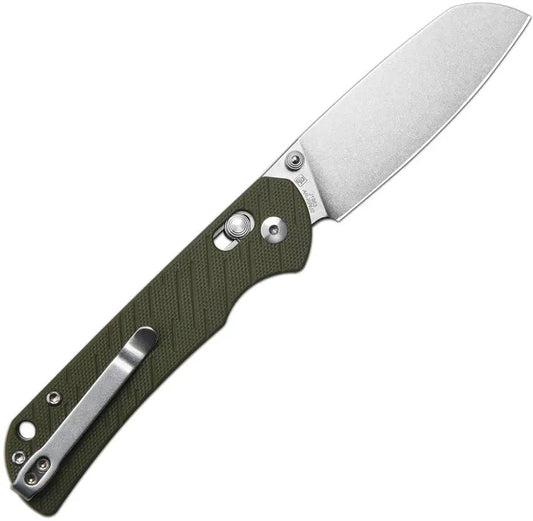 CJRB Lyrid Crossbar Lock Knife Green G10 Handle Premium EDC Ready Stonewash ARRPM9 Stainless Blade by CJRB
