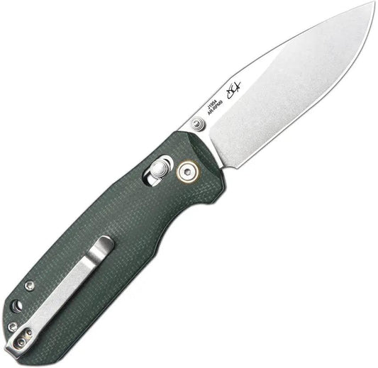 CJRB Maximal Crossbar Lock Knife Green Micarta Handle 3in AR-RPM9 Drop Point For EDC Enthusiasts by CJRB