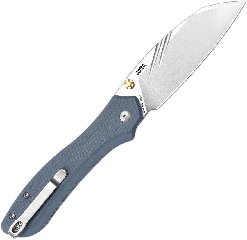 CJRB Fugly Linerlock Knife Wharncliffe AR-RPM9 3.5in Blade Blue Gray G10 EDC For Everyday Carry Enthusiasts by CJRB